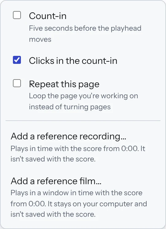 The playback options menu.
