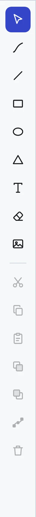 The toolbar on the left of the editor, with the drawing tools at the top and the editing buttons below.