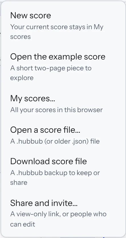 The Score menu.